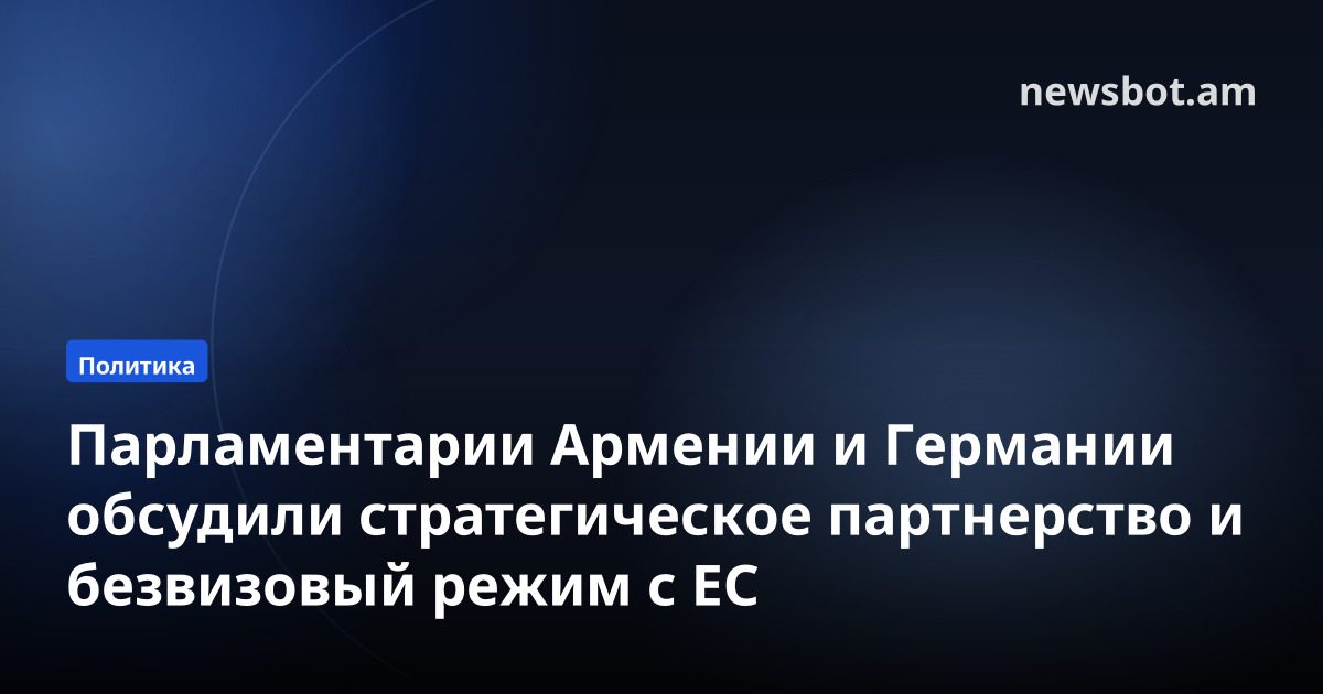 Парламентарии Армении и Германии обсудили стратегическое партнерство и безвизовый режим с ЕС