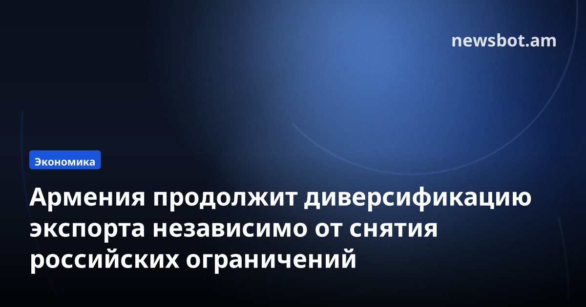 Армения продолжит диверсификацию экспорта независимо от снятия российских ограничений